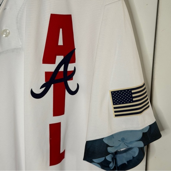 Nike Atlanta Braves Size XL 2021 MLB All-Star NL Game White Jersey Camo Accent - Picture 2 of 12